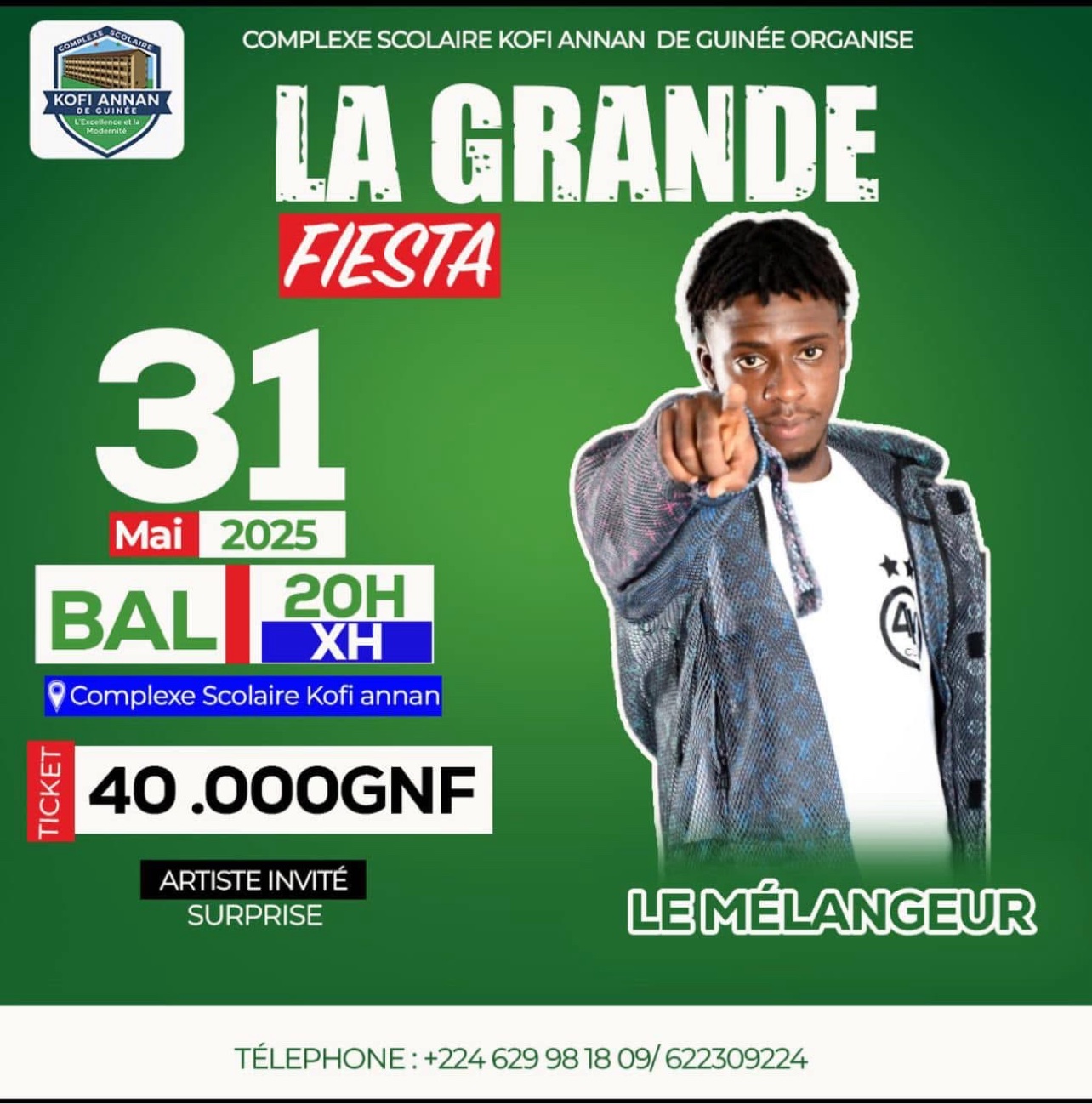 Affiche La Grande Fiesta — 31 mai 2025, Complexe scolaire Kofi Annan