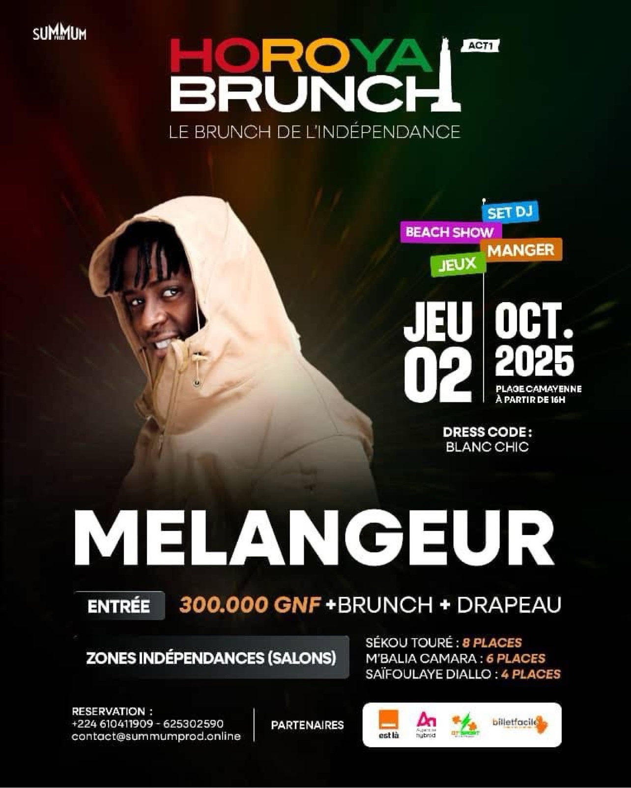 Affiche Horoya Brunch — jeudi 2 octobre 2025, plage Camayenne